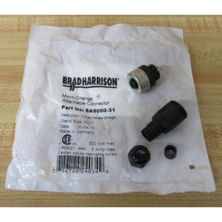 Connecteur Femelle Brad Harrison 5 Broches Micro-changeable 8A5000-31 - Neuf, Prêt à L'emploi