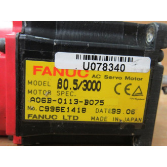 Fanuc A06B-0113-B075 Servo Motor B0.53000 - Used
