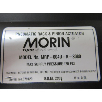 Morin MRP-004U-K-S080 Rack & Pinion Actuator MRP004UKS080 - Used Morin MRP-004U-K-S080 Rack & Pinion Actuator MRP004UKS080 - Used