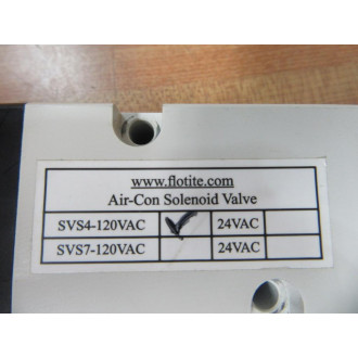 Flotite SVS4-120VAC Air-Con Solenoid Valve 28-F-G - Used