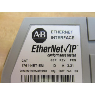 Allen Bradley 1761-NET-ENI Ethernet Interface 1761NETENI Ser.D Rev.A Frn: 3.21 - New No Box