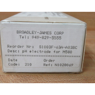 Broadley James S1003F-63A-A03BC PH Electrode S1003F63AA03BC