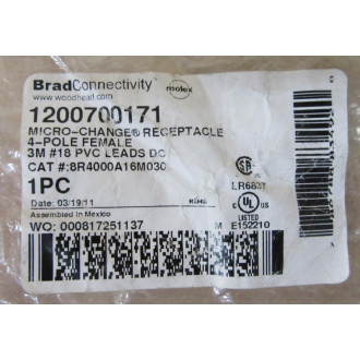 Brad Harrison Daniel Woodhead 8R4000A16M030 Micro-Change Receptacle1200700171 Brad Harrison Daniel Woodhead 8R4000A16M030 Micro-Change Receptacle1200700171