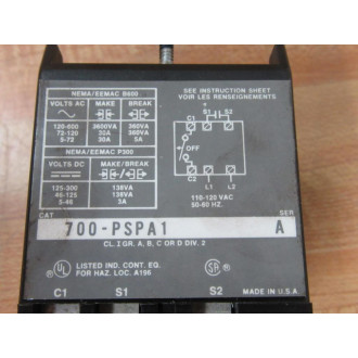 Allen Bradley 700-PSPA1 Solid State Timing Relay 700PSPA1