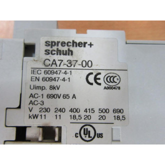 Sprecher + Schuh CA7-37-00-120 Contactor CA7-37-00 - Used