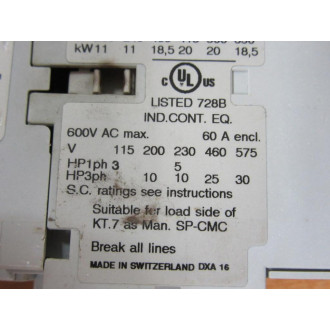Sprecher + Schuh CA7-37-00-120 Contactor CA7-37-00 - Used