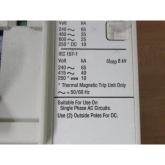 Cutler Hammer KD3400F Eaton 400A Circuit Breaker 1492D81G03 - Used