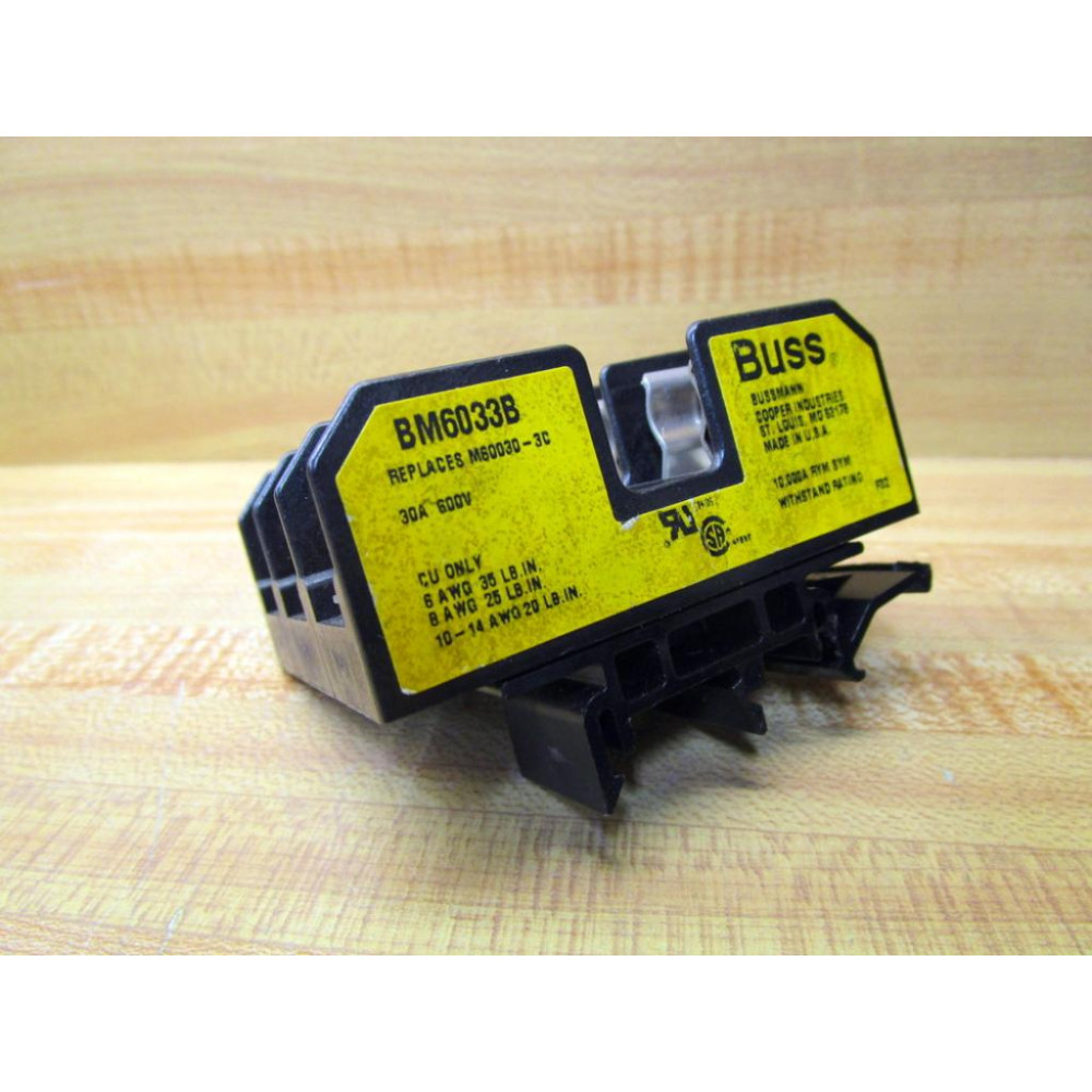 Bussmann BM6033B Fuse Block WBottom Mtg. Clip - Used Bussmann BM6033B Fuse Block WBottom Mtg. Clip - Used