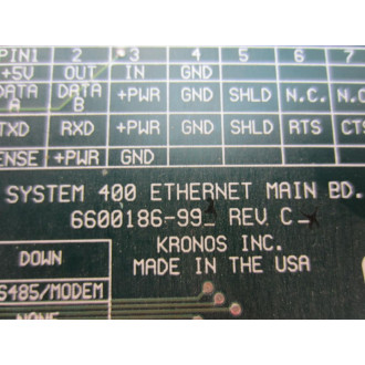 Kronos 6600186-993 System 400 Ethernet Main Bd. 6600186993 - Used