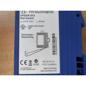 Hirschmann SPIDER 8TX Rail Switch SPIDER8TX - Used Hirschmann SPIDER 8TX Rail Switch SPIDER8TX - Used