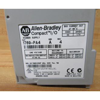 Allen Bradley 1769-PA4 Power Supply 1769PA4 Ser.A Rev 4