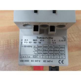 AEG 910-201-203 Mbs 25 Motor Starter 910-201-203-100 - Used