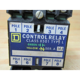 Square D 8501 L0-40 Control Relay 8501 LO-40 Ser. AMJ - Used