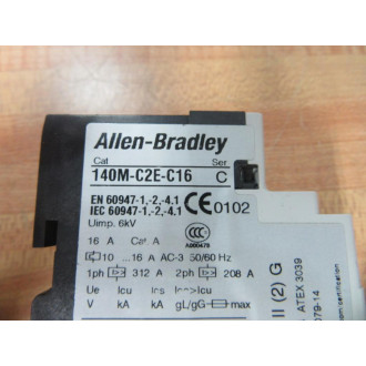 Allen Bradley 140M-C2E-C16 Motor Protector Breaker 140MC2EC16 Series C - Used Allen Bradley 140M-C2E-C16 Motor Protector Breaker 140MC2EC16 Series C - Used