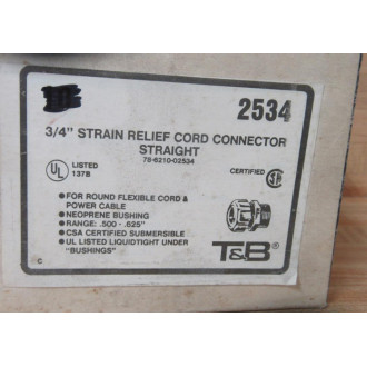 Thomas & Betts 2534 34" Strain Relief Cord Connector Straight (Pack of 6)