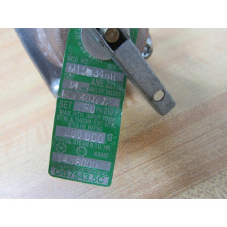 Watts Regulator M15 34" PressureTemp Relief Valve 40XL-Z2-5 - Used