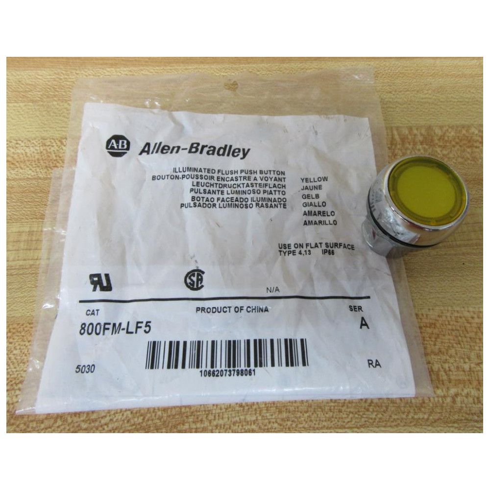 Allen Bradley 800FM-LF5 Yellow Button 800FMLF5 Allen Bradley 800FM-LF5 Yellow Button 800FMLF5