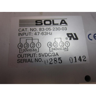 Sola 83-05-230-03 Power Supply 830523003 - Used