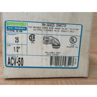 O-ZGedney ACV-50 12" 90° Squeeze Connector ACV50 (Pack of 25)