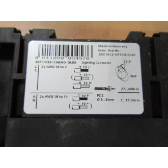 Siemens LEN00D003120B Lighting Contactor 3RT1035-1AK60-0LE0