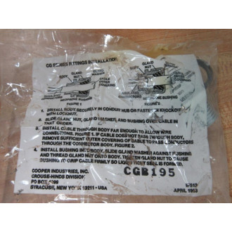 Cooper Crouse-Hinds CGB195 Cable Fitting (Pack of 16) Cooper Crouse-Hinds CGB195 Cable Fitting (Pack of 16)