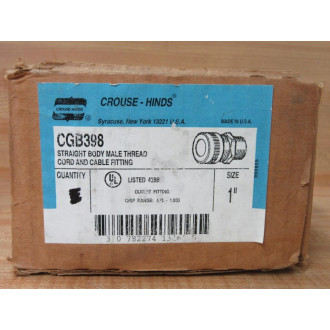 Cooper Crouse Hinds CGB398 1" Straight Body CordCable Fitting (Pack of 6)