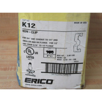Erico Caddy K12 Conduit Hanger 34" EMT To 14" (Pack of 166) Erico Caddy K12 Conduit Hanger 34" EMT To 14" (Pack of 166)