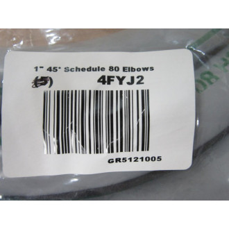 Cantex 4FYJ2 1" 45° Schedule 80 Elbow (Pack of 6) Cantex 4FYJ2 1" 45° Schedule 80 Elbow (Pack of 6)