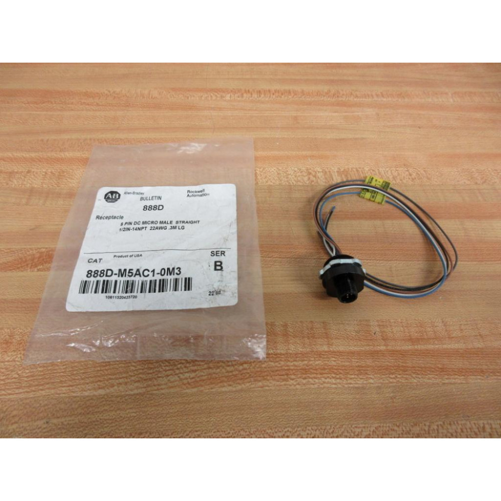 Allen Bradley 888D-M5AC1-0M3 Receptacle 888DM5AC10M3