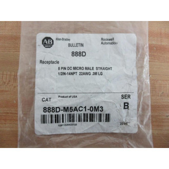 Allen Bradley 888D-M5AC1-0M3 Receptacle 888DM5AC10M3