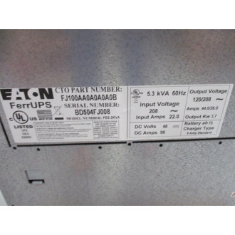 Eaton FJ100AA0A0A0A0B Ferrups Power System FE5.3KVA - New No Box