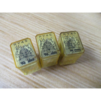 IDEC RY4S-U-AC120V Relay RY4S-U-120V AC 120VAC (Pack of 3) - Used