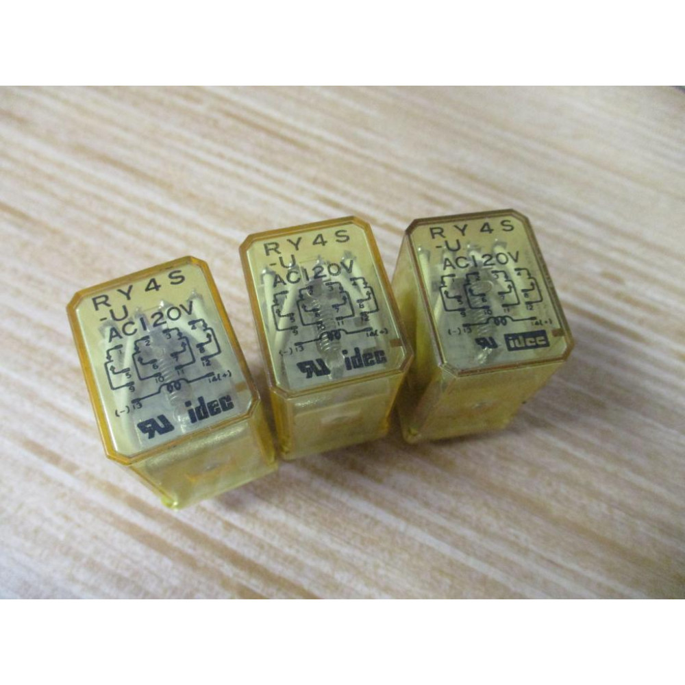 IDEC RY4S-U-AC120V Relay RY4S-U-120V AC 120VAC (Pack of 3) - Used IDEC RY4S-U-AC120V Relay RY4S-U-120V AC 120VAC (Pack of 3) - Used
