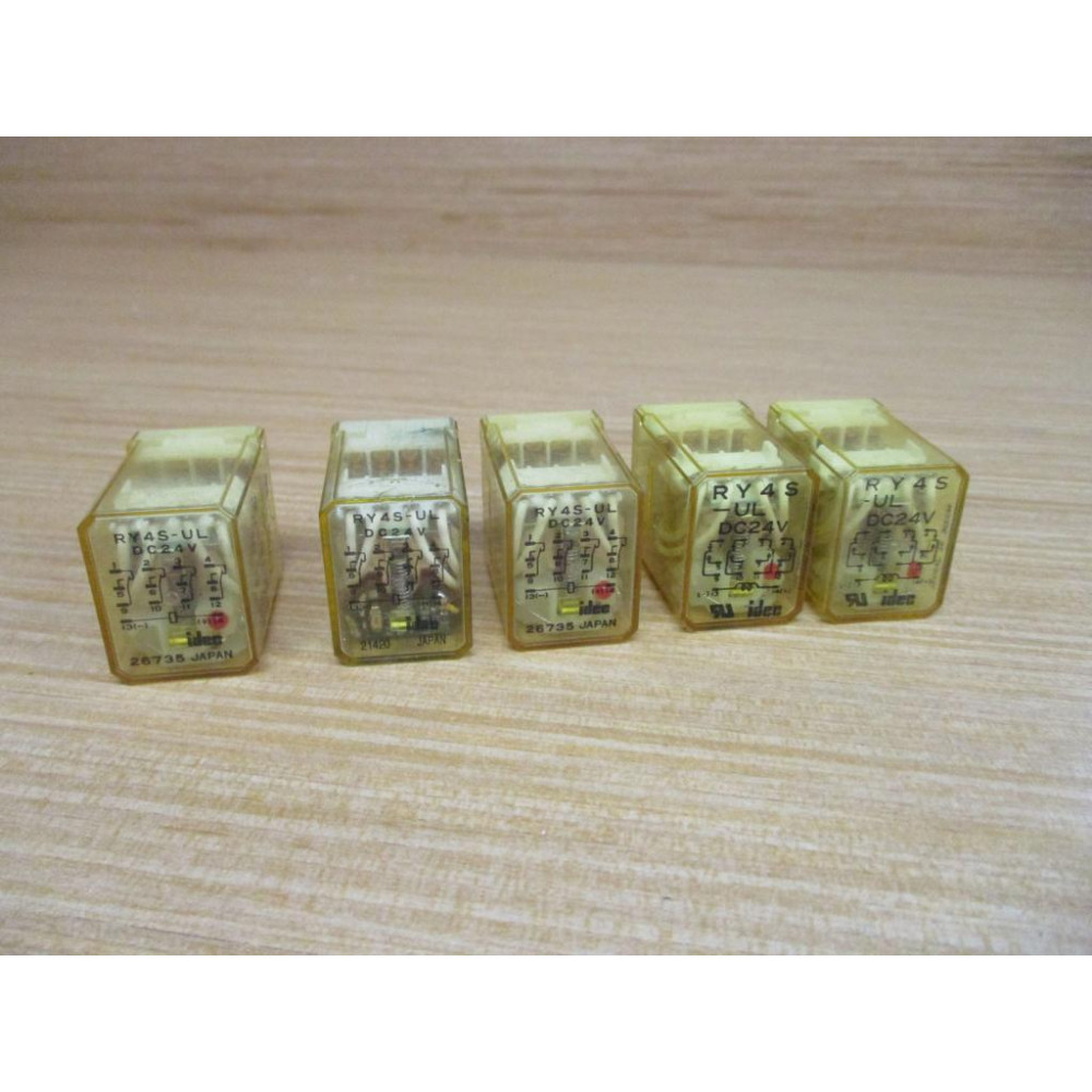 IDEC RY4S-UL-DC24V Relay RY4S-UL-24V DC 24VDC 5A 240VAC (Pack of 5) - Used