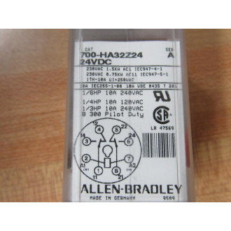 Allen Bradley 700-HA32Z24-24VDC Relay 700-HA32Z24-24V DC Ser. A - New No Box Allen Bradley 700-HA32Z24-24VDC Relay 700-HA32Z24-24V DC Ser. A - New No Box