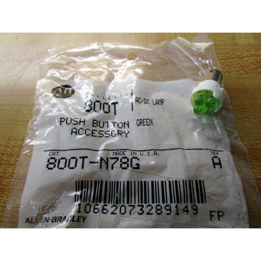 Allen Bradley 800T-N78G Green LED Lamp N78G Bulb Allen Bradley 800T-N78G Green LED Lamp N78G Bulb
