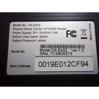 Dynex DX-E402 4-Port Ethernet Broadband Router No Cables - Used Dynex DX-E402 4-Port Ethernet Broadband Router No Cables - Used