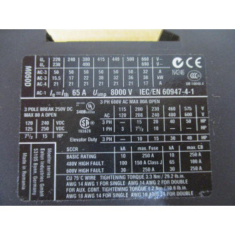Eaton DILM50 Moeller Contactor XTCE050D 190V50HZ, 220V60Hz - Used