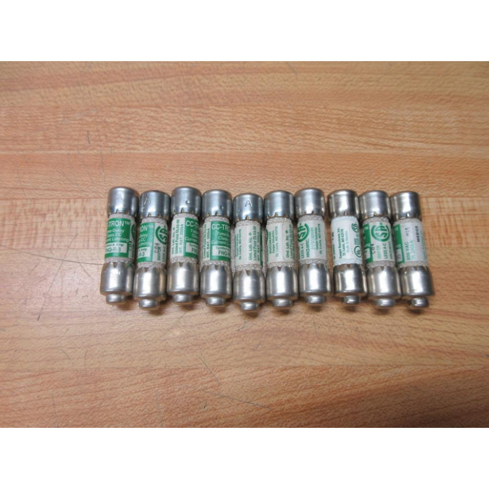 Buss FNQ-R-3 Bussmann Fuse Cross Ref 6F116 (Pack of 10) - New No Box Buss FNQ-R-3 Bussmann Fuse Cross Ref 6F116 (Pack of 10) - New No Box