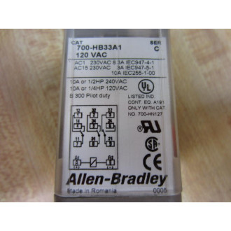 Allen Bradley 700-HB33A1-120VAC Relay 700-HB33A1-120V AC Series C Allen Bradley 700-HB33A1-120VAC Relay 700-HB33A1-120V AC Series C