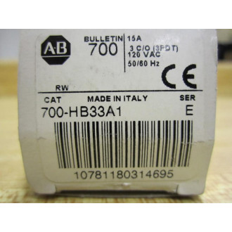 Allen Bradley 700-HB33A1-120VAC Relay 700-HB33A1-120V AC Series E Allen Bradley 700-HB33A1-120VAC Relay 700-HB33A1-120V AC Series E