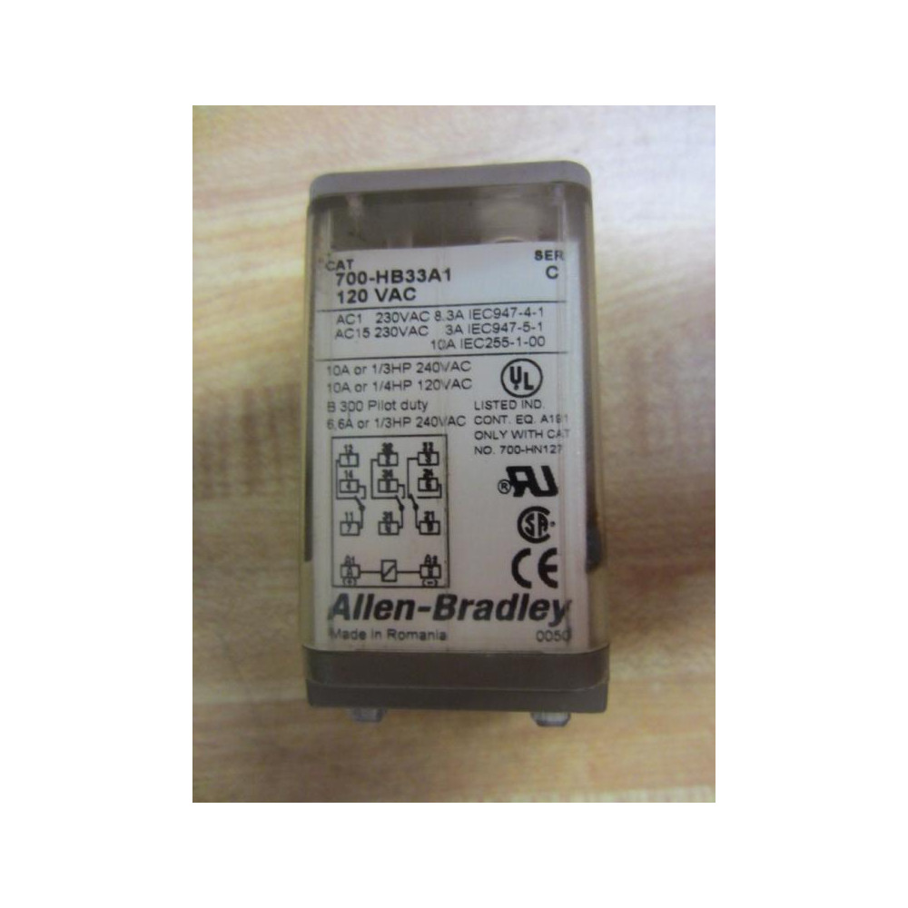 Allen Bradley 700-HB33A1-120VAC Relay 700-HB33A1-120V AC Series C - New No Box Allen Bradley 700-HB33A1-120VAC Relay 700-HB33A1-120V AC Series C - New No Box