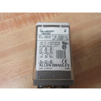 Allen Bradley 700-HB33A1-120VAC Relay 700-HB33A1-120V AC Series B - New No Box Allen Bradley 700-HB33A1-120VAC Relay 700-HB33A1-120V AC Series B - New No Box