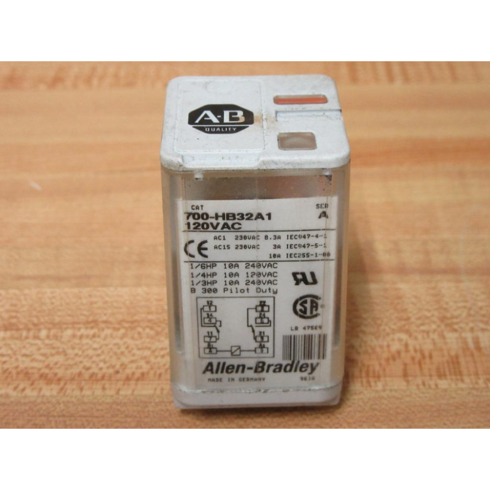 Allen Bradley 700-HB32A1-120VAC Relay 700-HB32A1-120V AC Series A (Pack of 3) - Used Allen Bradley 700-HB32A1-120VAC Relay 700-HB32A1-120V AC Series A (Pack of 3) - Used