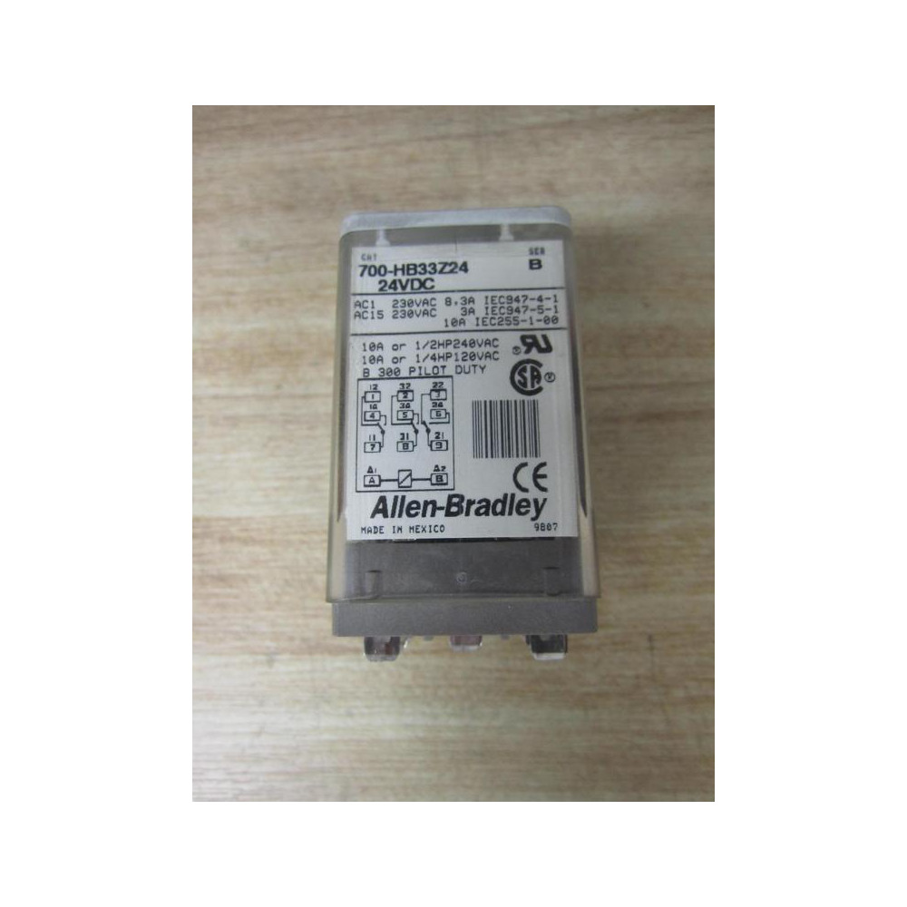 Allen Bradley 700-HB33Z24-24VDC Relay 700-HB33Z24-24V DC Series B (Pack of 2) - Used Allen Bradley 700-HB33Z24-24VDC Relay 700-HB33Z24-24V DC Series B (Pack of 2) - Used