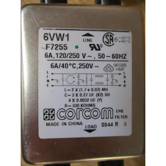 Corcom 6VW1 RFI Power Line Filter F7255 (Pack of 3) - Used
