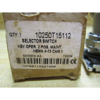 Cutler Hammer 10250T15112 Eaton Selector Switch Key Operated 10250T-15112 Cutler Hammer 10250T15112 Eaton Selector Switch Key Operated 10250T-15112