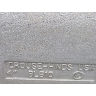 Crouse & Hinds BLB10 4" Conduit Body wCover - New No Box Crouse & Hinds BLB10 4" Conduit Body wCover - New No Box