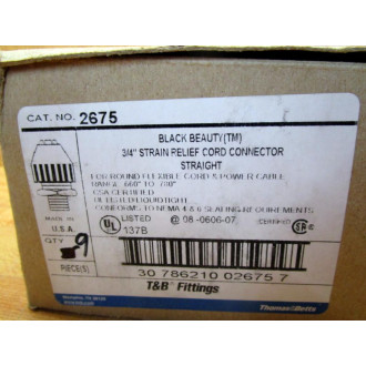 Thomas And Betts 2675 34" Straight Strain Relief Cord Connector (Pack of 9) Thomas And Betts 2675 34" Straight Strain Relief Cord Connector (Pack of 9)