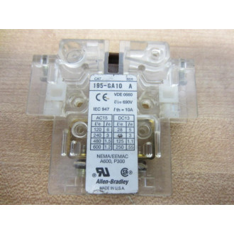 Allen Bradley 195-GA10 Contact Block 195GA10 - New No Box